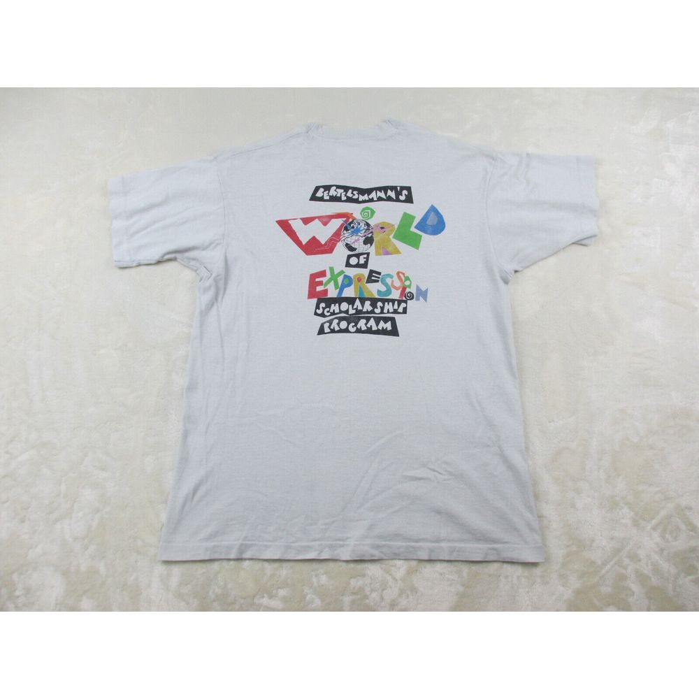 VINTAGE Fruit‎ Of The Loom Shirt Mens Large White Scholarship Single Stitch USA*